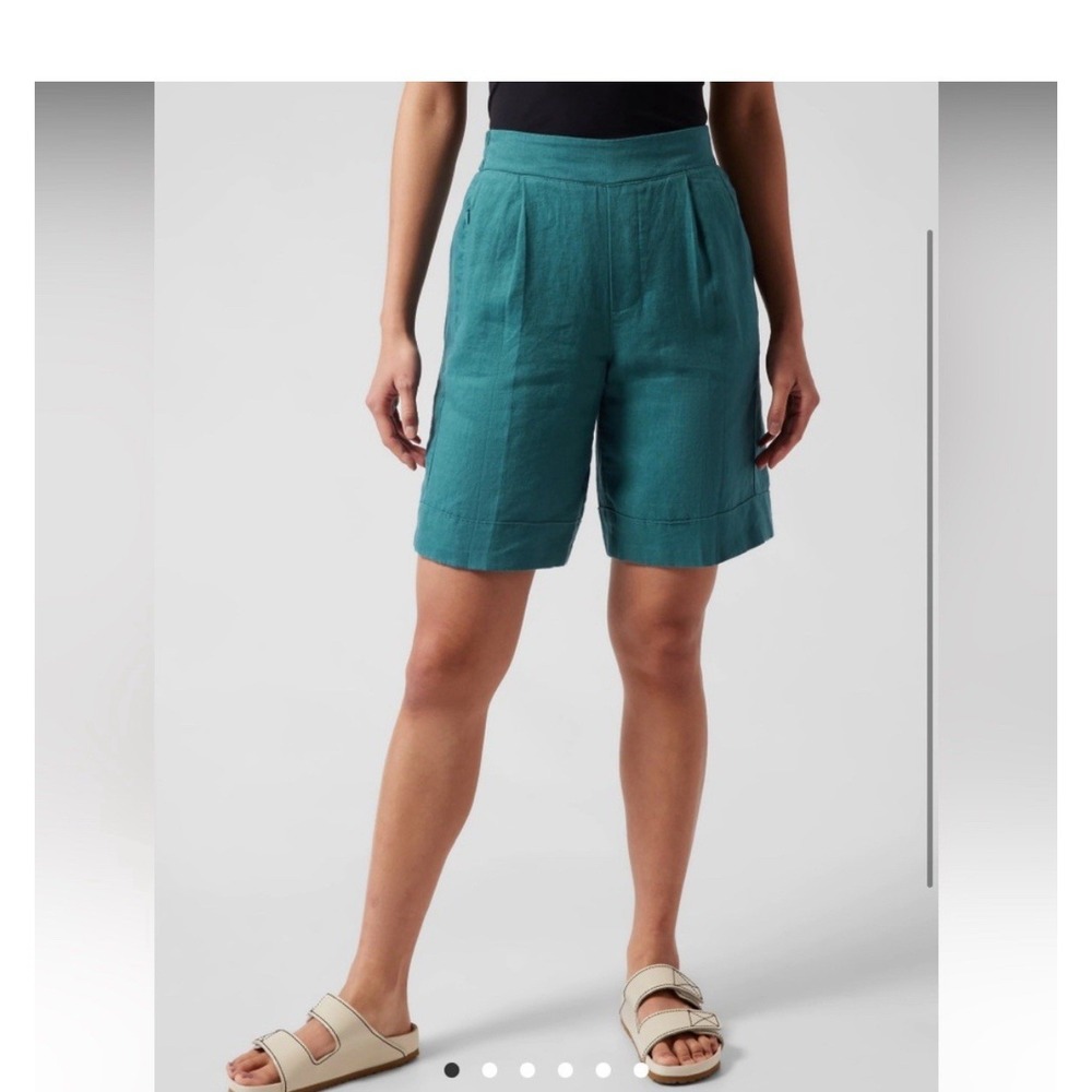 Athleta Playa‎ Linen Bermuda Short Size 6 Borealis Green #798617
